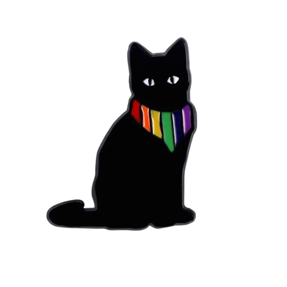 🌈 Pin Black Cat with Bandana - Picture 1 of 3